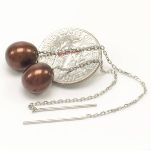 14k White Gold Chocolate Raindrop Pearl Drop Earrings