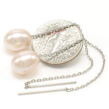 Load image into Gallery viewer, 14k White Gold Peach Raindrop Pearl Drop Earrings