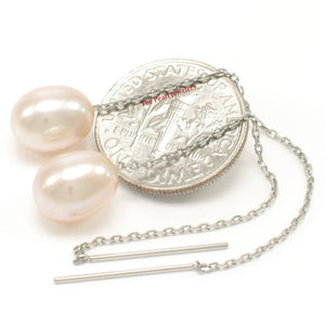 14k White Gold Peach Raindrop Pearl Drop Earrings