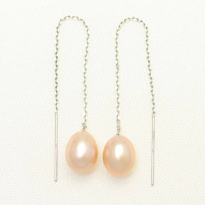 14k White Gold Peach Raindrop Pearl Drop Earrings
