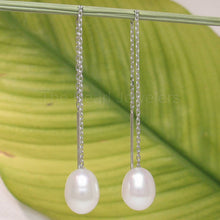 Load image into Gallery viewer, 14k White Gold White Raindrop Pearl Drop Earrings