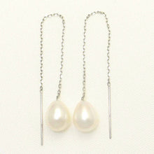 Load image into Gallery viewer, 14k White Gold White Raindrop Pearl Drop Earrings