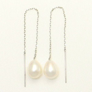 14k White Gold White Raindrop Pearl Drop Earrings
