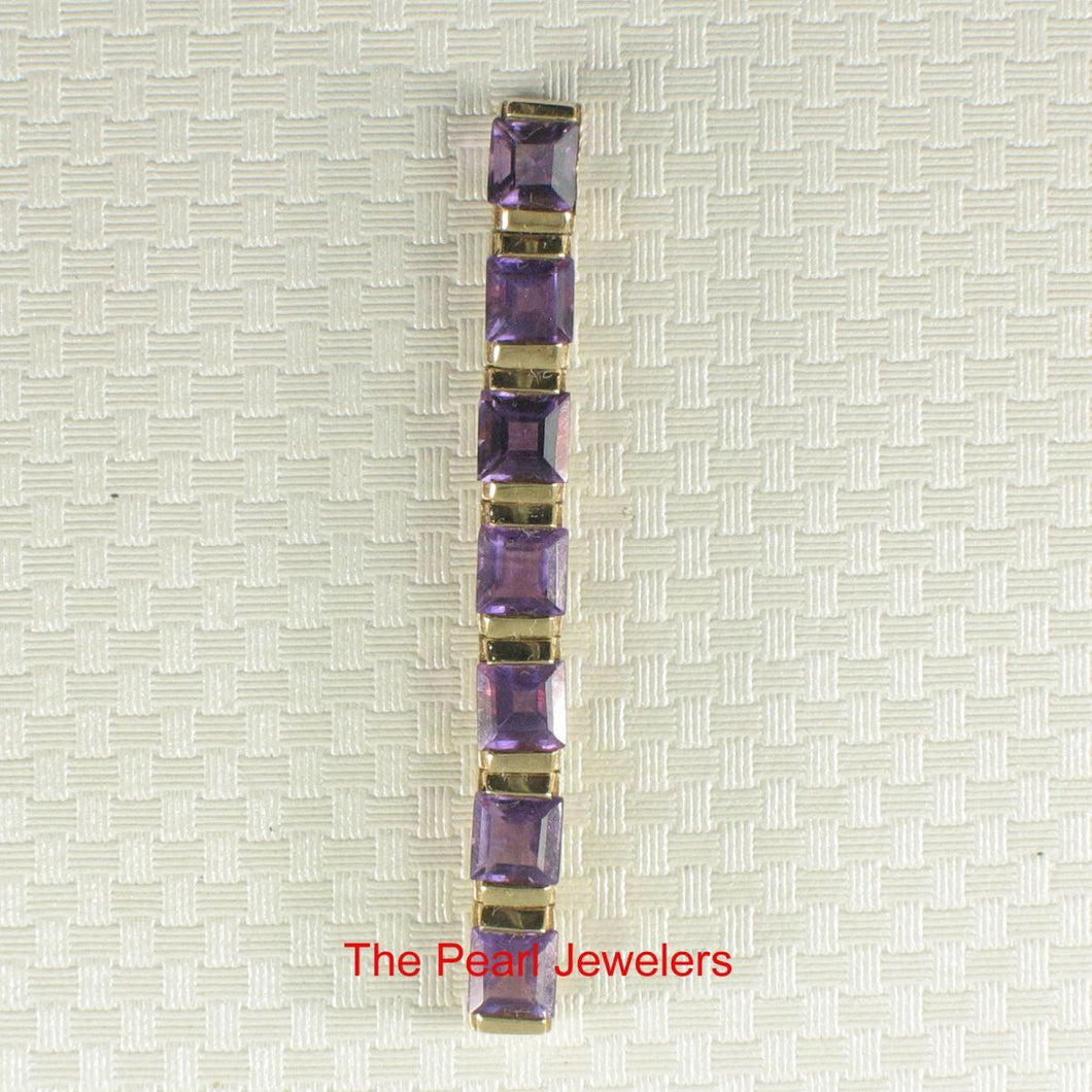 14K Yellow Gold Amethyst Bar Pendant