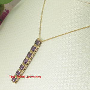 14K Yellow Gold Amethyst Bar Pendant