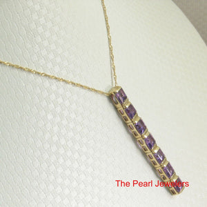 14K Yellow Gold Amethyst Bar Pendant