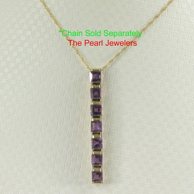 14K Yellow Gold Amethyst Bar Pendant