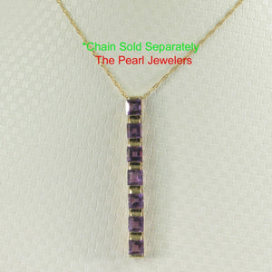 14K Yellow Gold Amethyst Bar Pendant
