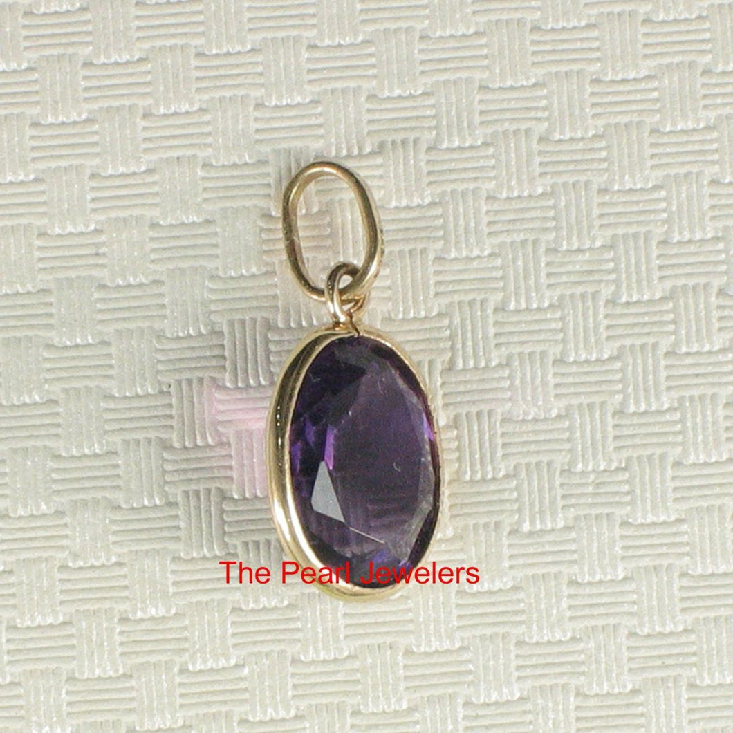 14K Yellow Gold Amethyst Bezel Pendant (7x9mm)