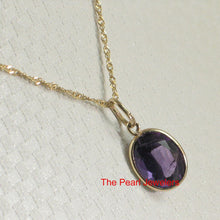 Load image into Gallery viewer, 14K Yellow Gold Amethyst Bezel Pendant (7x9mm)
