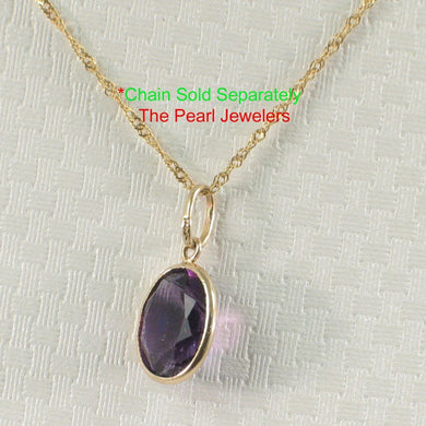 14K Yellow Gold Amethyst Bezel Pendant (7x9mm)