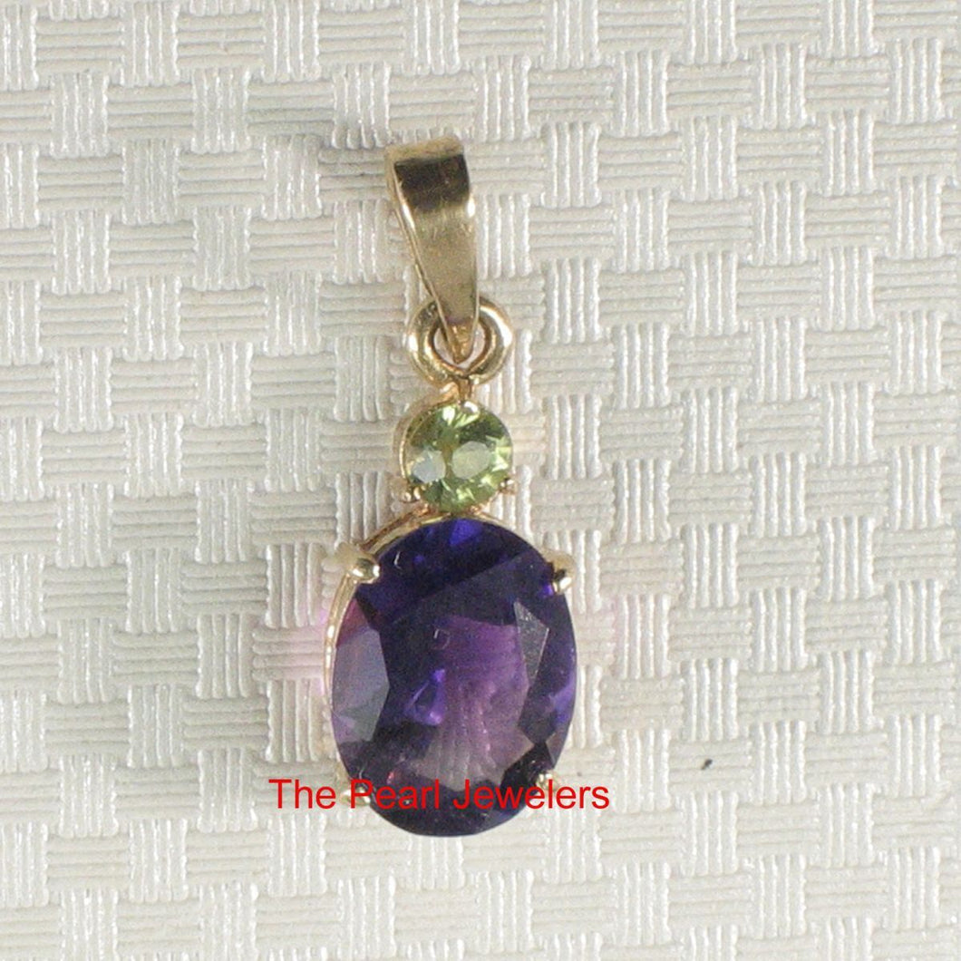 14K Yellow Gold Amethyst & Peridot Pendant