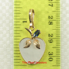 Load image into Gallery viewer, 14K Yellow Gold Apple Design Mother of Pearl &amp; Sapphire Pendant