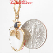 Load image into Gallery viewer, 14K Yellow Gold Apple Design Mother of Pearl &amp; Sapphire Pendant
