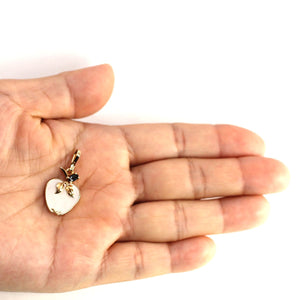 14K Yellow Gold Apple Design Mother of Pearl & Sapphire Pendant