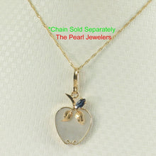 Load image into Gallery viewer, 14K Yellow Gold Apple Design Mother of Pearl &amp; Sapphire Pendant