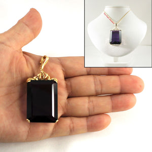 14K Yellow Gold Baguette Amethyst Enhancer Pendant