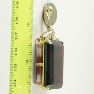 14K Yellow Gold Baguette Garnet Enhancer Pendant