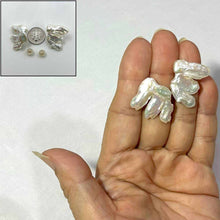 Load image into Gallery viewer, 14k Yellow Gold Baroque White Biwa Pearl Stud Earrings