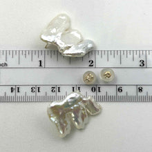 Load image into Gallery viewer, 14k Yellow Gold Baroque White Biwa Pearl Stud Earrings