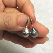 Load image into Gallery viewer, 14k Yellow Gold Baroque Tahitian Pearl Diamond Fish Hook Earrings