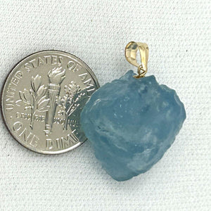14K Yellow Gold Baroque Rough Aquamarine Pendant