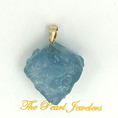 14K Yellow Gold Baroque Rough Aquamarine Pendant