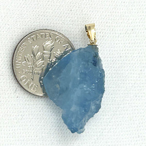 14K Yellow Gold Baroque Rough Aquamarine Pendant
