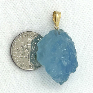 14K Yellow Gold Baroque Rough Aquamarine Pendant