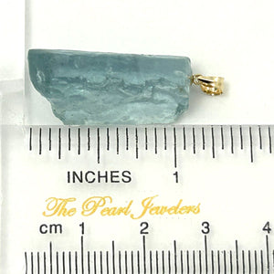 14K Yellow Gold Baroque Rough Aquamarine Pendant