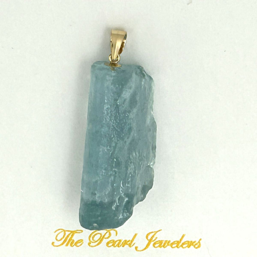 14K Yellow Gold Baroque Rough Aquamarine Pendant