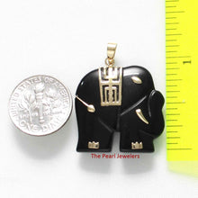 Load image into Gallery viewer, 14k Yellow Gold Black Onyx Elephant Pendant