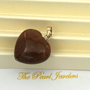 14K Yellow Gold Heart Brown Agate Pendant