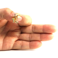 Load image into Gallery viewer, 14K Yellow Gold Butterfly Pendant with Diamonds, Ruby &amp; Emerald