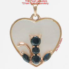 Load image into Gallery viewer, 14K Yellow Gold Sapphire Cat Heart Pendant with Mother of Pearl