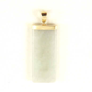 14k Yellow Solid Gold Celadon Green Jade Plain Board Pendant