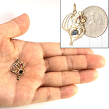 Load image into Gallery viewer, 14K Yellow Gold Cock Design Pendant with Sapphire &amp; Ruby