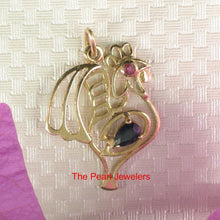 Load image into Gallery viewer, 14K Yellow Gold Cock Design Pendant with Sapphire &amp; Ruby