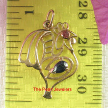 Load image into Gallery viewer, 14K Yellow Gold Cock Design Pendant with Sapphire &amp; Ruby