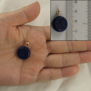 14K Yellow Gold Coin Lapis Lazuli Pendant (17mm)