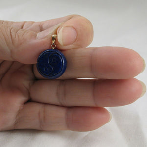 14K Yellow Gold Coin Lapis Lazuli Pendant (17mm)