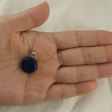 14K Yellow Gold Coin Lapis Lazuli Pendant (17mm)