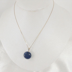 14K Yellow Gold Coin Lapis Lazuli Pendant (16mm