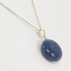 14K Yellow Gold Coin Lapis Lazuli Pendant (16mm