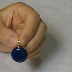 14K Yellow Gold Coin Lapis Lazuli Pendant (19mm)