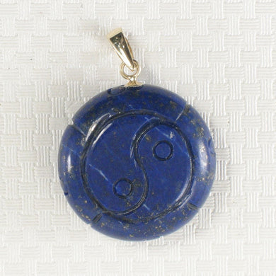 14K Yellow Gold Coin Lapis Lazuli Pendant (19mm)