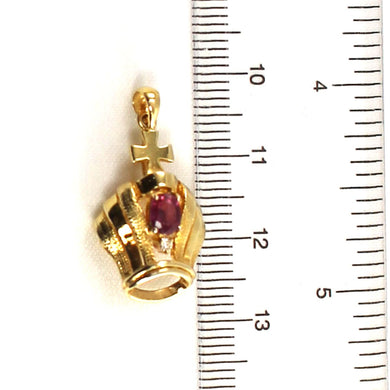 14K Yellow Gold Crown Ruby & Diamond Pendant