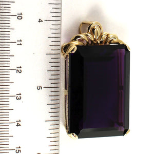 14K Yellow Gold Cushion Amethyst Solitaire Pendant