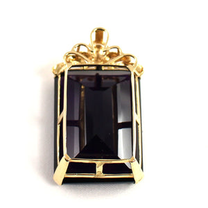 14K Yellow Gold Cushion Amethyst Solitaire Pendant