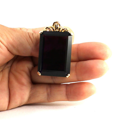 14K Yellow Gold Cushion Amethyst Solitaire Pendant